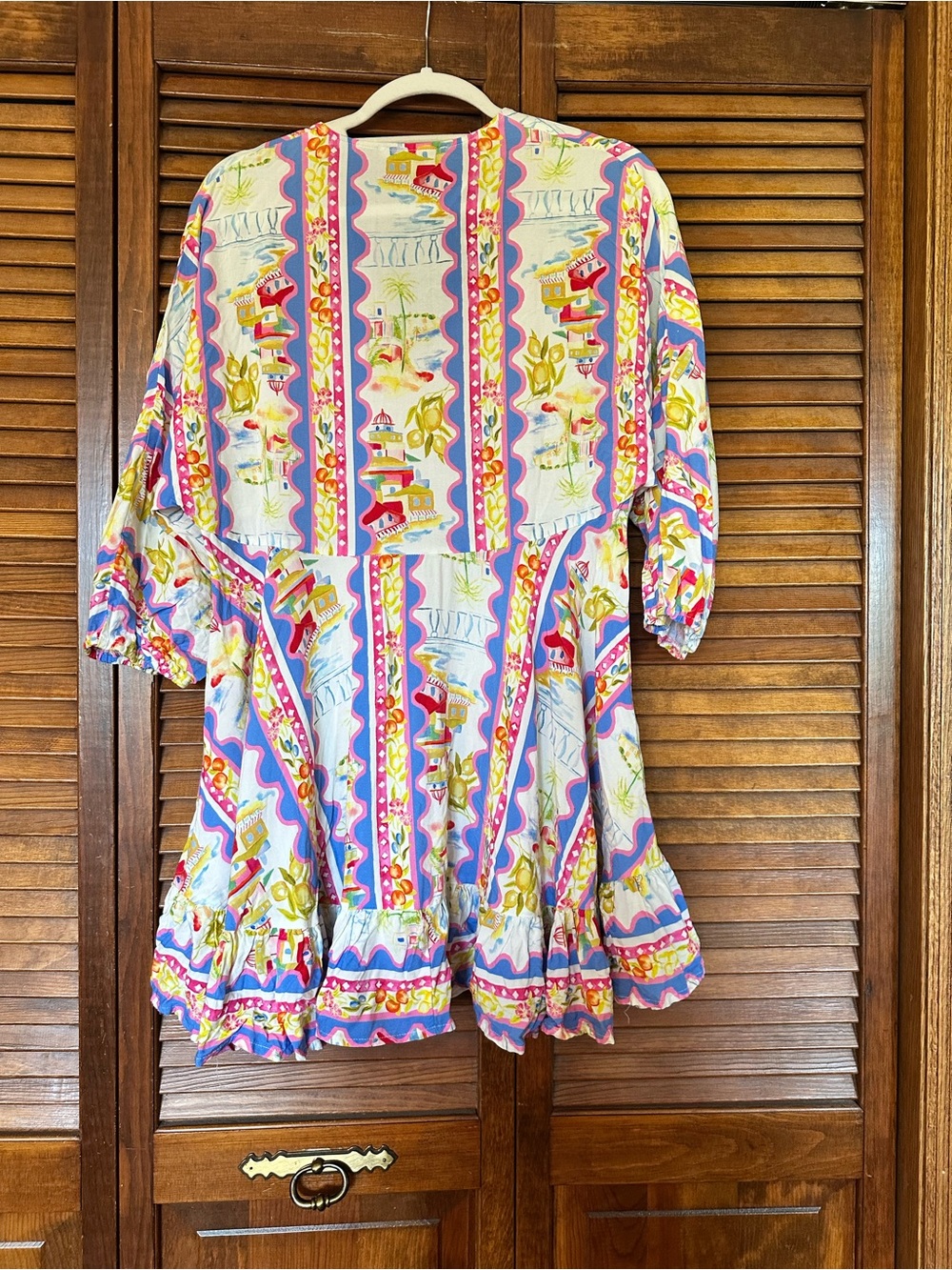 Label of Love Fiorella Greek Tropical Print Mini Dress Cover Up size medium - Picture 7 of 10